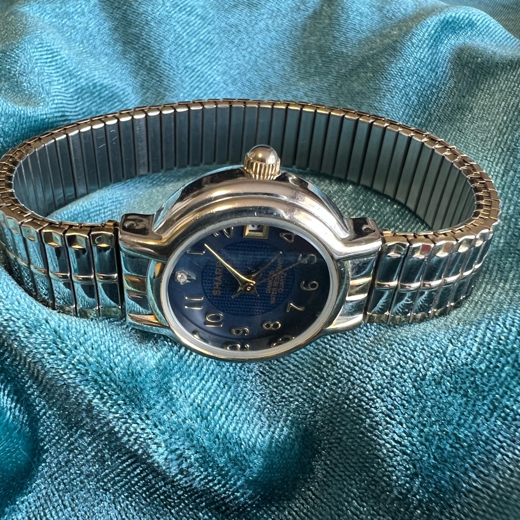 Vintage Stainless Steel Sharp Watch With Expandable Band